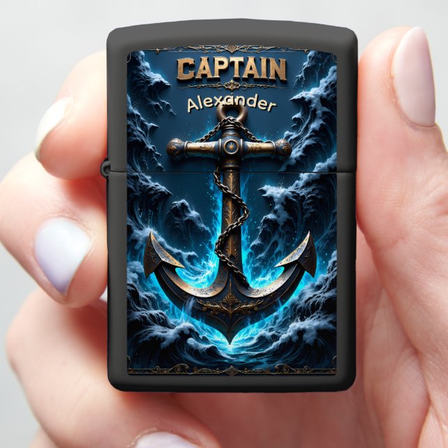 Captain's Dark Anchor Storm Command Zippo Lighter (In Hand)