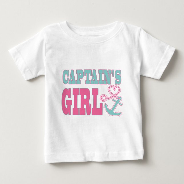 Captain's Girl Anchor and Heart Baby T-Shirt (Front)