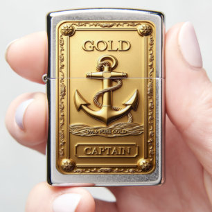 Captain's Gold Bullion Pure Anchor Zippo Lighter
