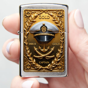 Captain's Laurel Gold Maritime Zippo Lighter