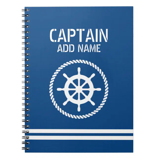 Captain's Log nautical notebook with custom name | Zazzle