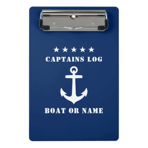 Captains Log Your Boat Name Classic Anchor Stars Mini Clipboard