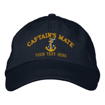 Captain's Mate Anchor Easily Personalized Embroidered Baseball Cap by CaptainShoppe at Zazzle
