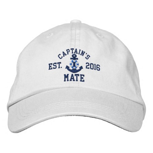 Captains Mate Naval Lifesaver Anchor Custom Year Embroidered Baseball Hat