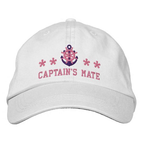 Captains mate pink sailing boat embroidered baseball cap