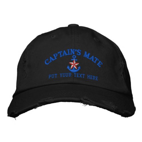 Captains Mate Star Anchor Boat Name Your Name Embroidered Baseball Hat