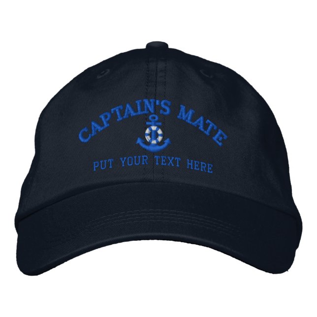 Captain's Mate Your Boat Name Your Name or Both Embroidered Baseball Hat (Front)