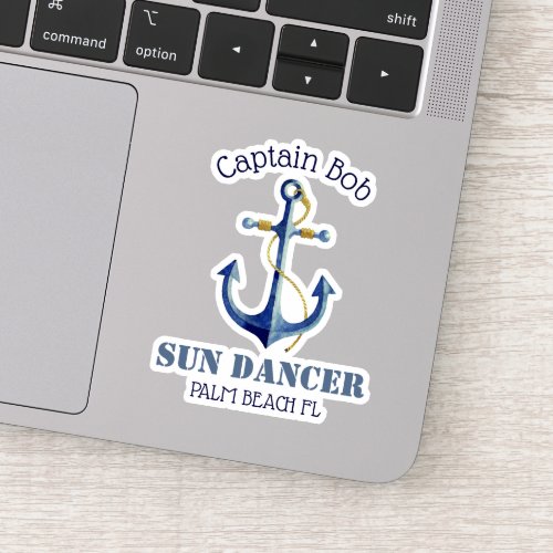 Captains Name Boat Name Authentic Nautical Anchor Sticker