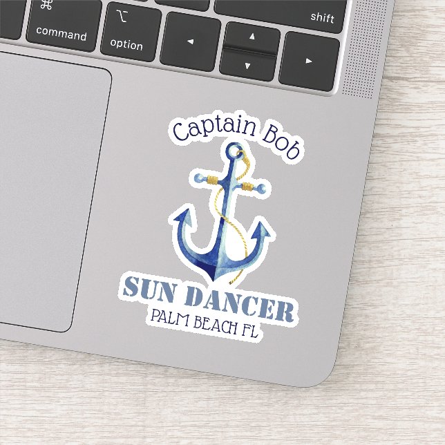 Captain's Name Boat Name Authentic Nautical Anchor Sticker (Detail)