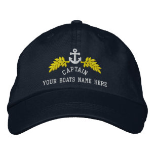 Captains personalized boat anchor embroidered baseball cap