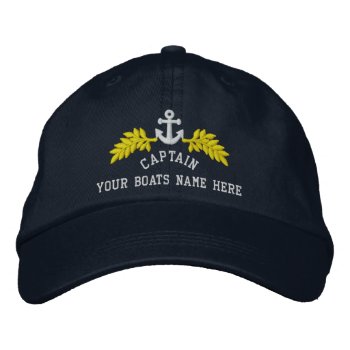 Captains Personalized Boat Anchor Embroidered Baseball Cap by customthreadz at Zazzle