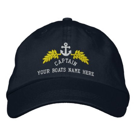Captains Personalized Boat Anchor Embroidered Baseball Cap