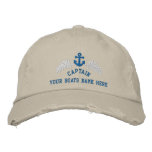 Captains personalized boat anchor embroidered baseball cap