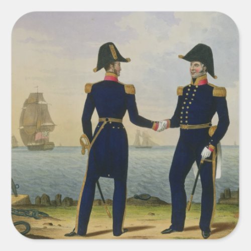 Captains plate 5 from Costume of the Royal Navy Square Sticker