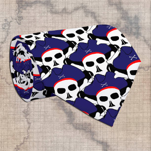 Captains Tie, Pirate skull, pirates flag Neck Tie