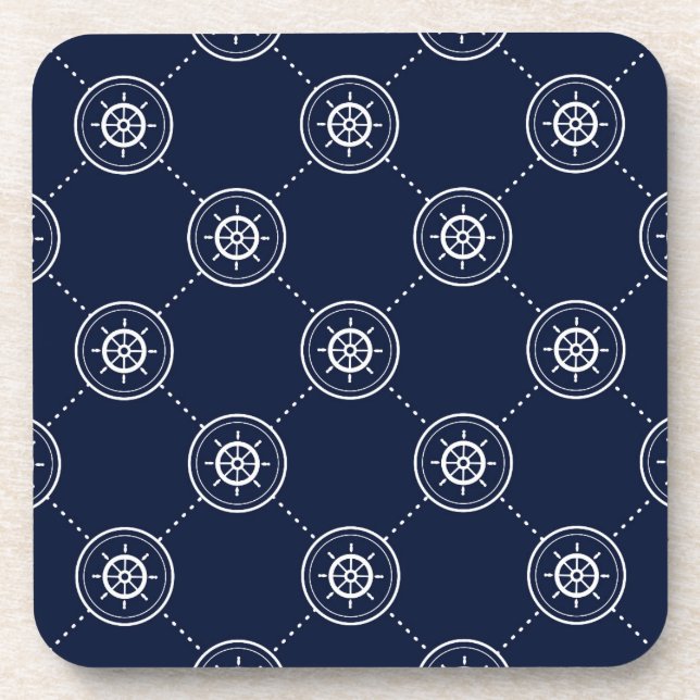 Captain'S Wheel Pattern Beverage Coaster (Front)