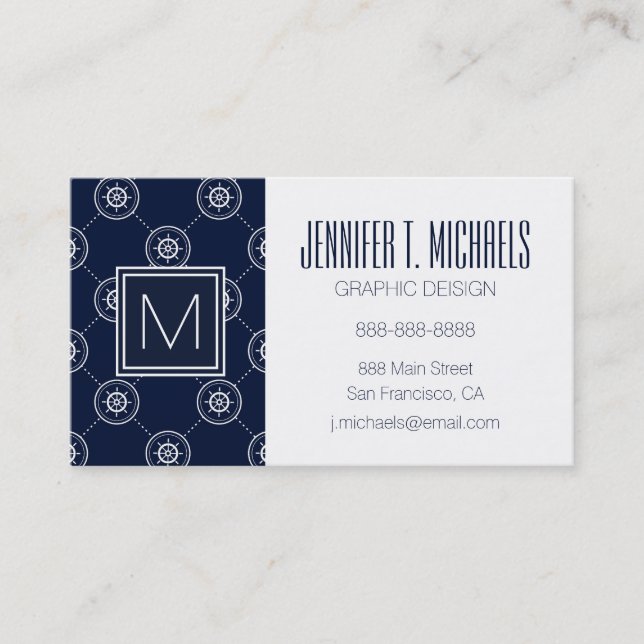 Captain'S Wheel Pattern Business Card (Front)