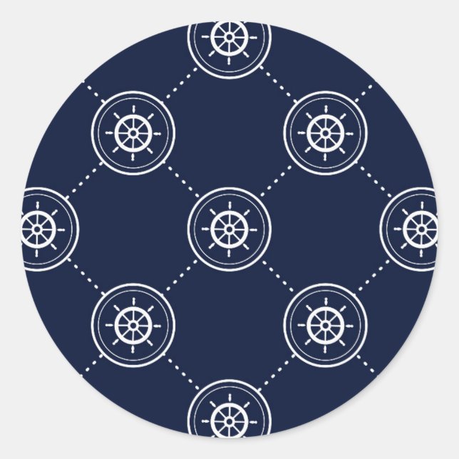 Captain'S Wheel Pattern Classic Round Sticker (Front)