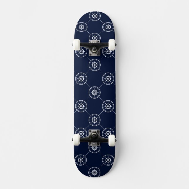 Captain'S Wheel Pattern Skateboard Deck (Front)