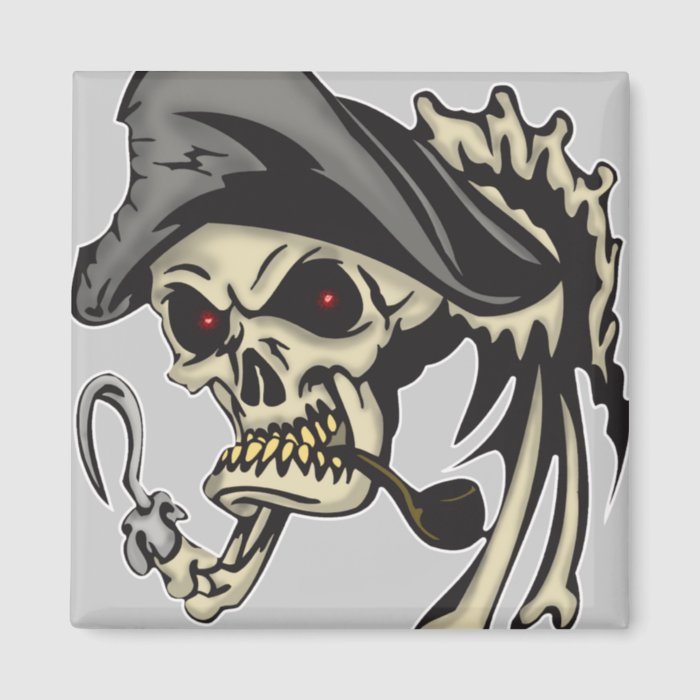 Caption Hook Pirate Skull Refrigerator Magnet