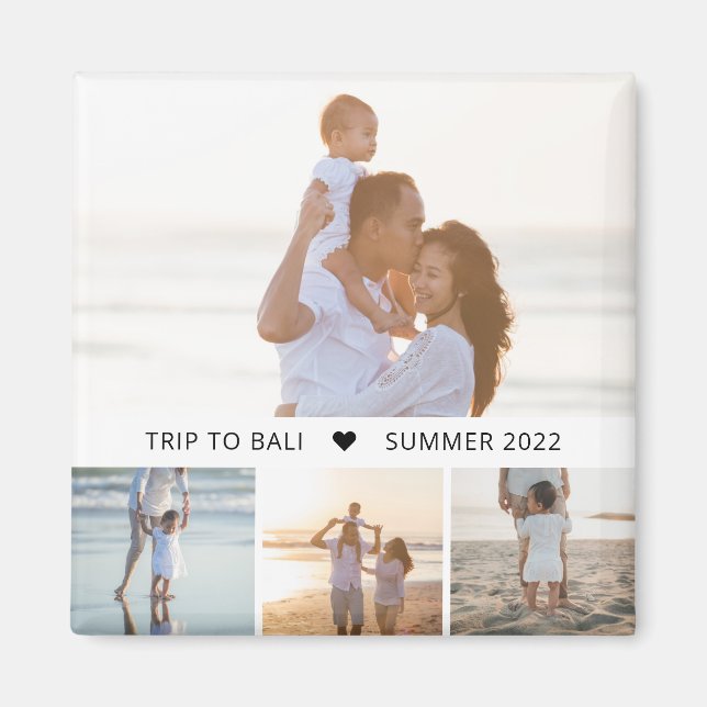 Captioned Collage Editable Color Photo Magnet (Front)