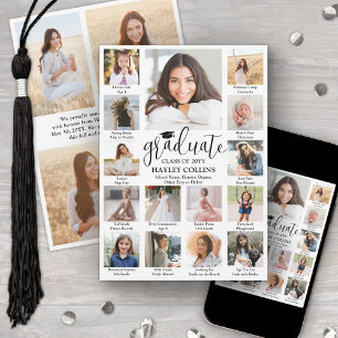 Captioned Photo Collage Modern Script Graduation Announcement