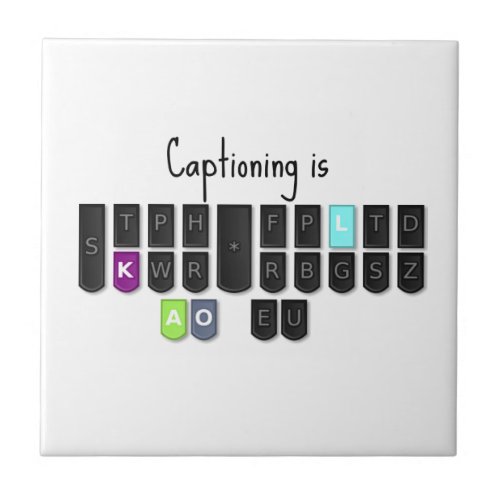 Captioning is Cool Steno Keyboard Ceramic Tile