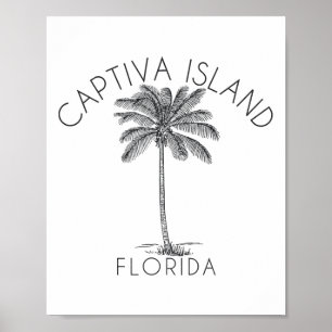 Captiva Island Beach Design Palm Tree Illustration Poster