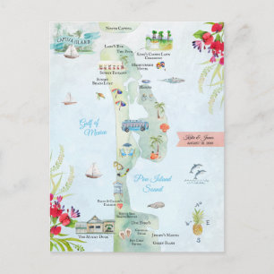 Captiva Island Destination Wedding Itinerary Map Postcard