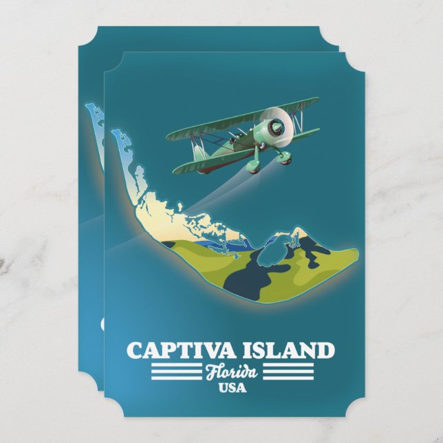 Captiva Island Florida USA map Invitation (Front/Back)