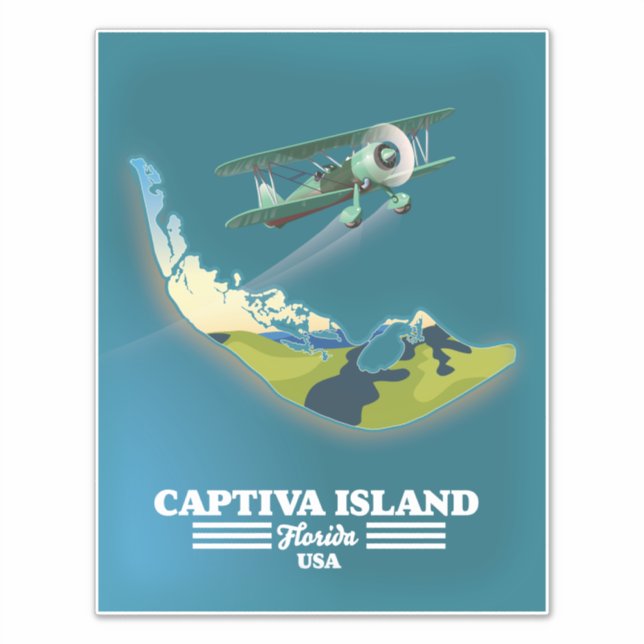 Captiva Island Florida USA map Sticker (Front)