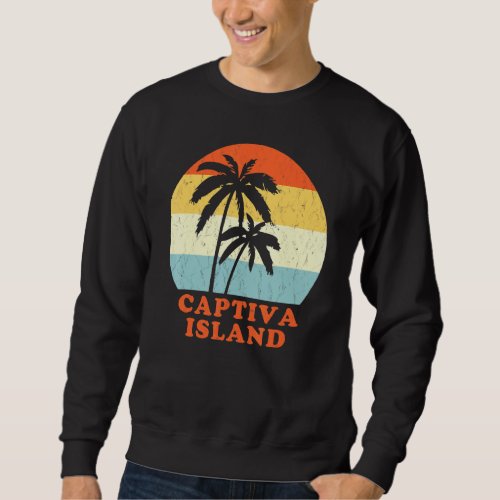 Captiva Island Florida Vintage Palm Tree Sunset Va Sweatshirt