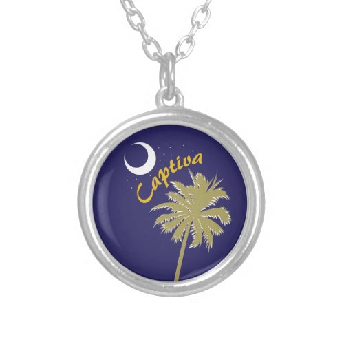 Captiva Island Night Florida Silver Plated Necklace