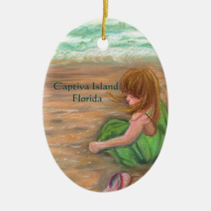 Captiva Island Princess Florida Art Ceramic Ornament
