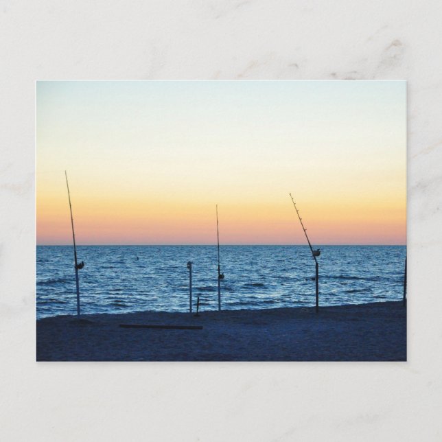 Captiva Island Sunset Fishing Poles Sand Postcard (Front)