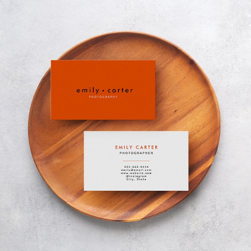 Captivate with Minimalist Chic Trendy Orange Business Card