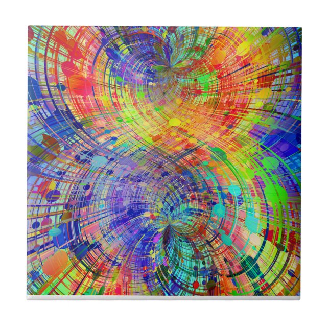 Captivateing Colorful Spirals Ceramic Tile (Front)