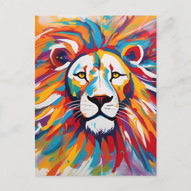Captivating abstract beauty white lion postcard (Front)