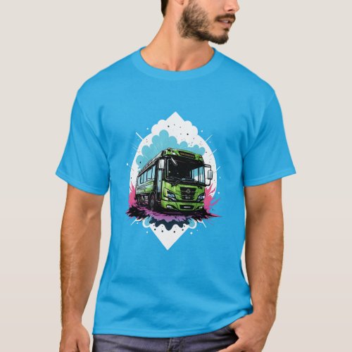 Captivating Abstract Portrait Painting of a Bus _  T_Shirt