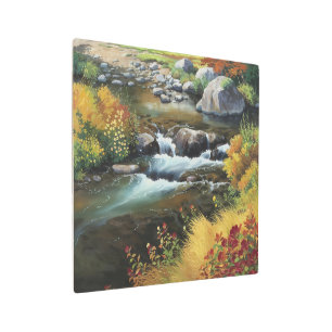 Captivating Anime-Style Oil Painting of Autumn Metal Print