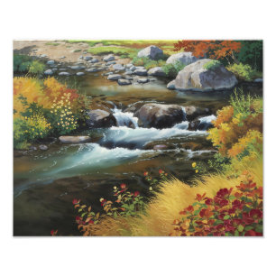 Captivating Anime-Style Oil Painting of Autumn Photo Print