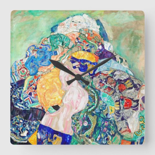 Captivating Artistry Gustav Klimts Baby Cradle Square Wall Clock