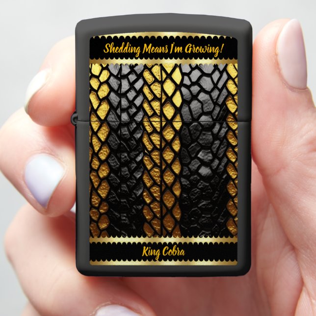 Captivating black and gold snake skin detail zippo lighter (In Hand)