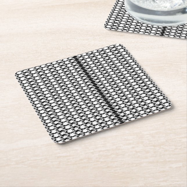 Captivating Black and White Pattern Photo  Square Paper Coaster (Angled)