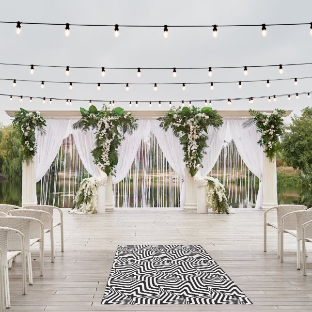Captivating Black and White Star Illusion Rug (Insitu (Wedding 1))