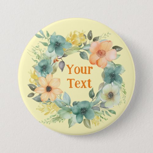 Captivating Blue Flower Wreath Lapel Emblem Button