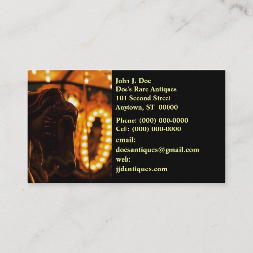 Customizable Captivating Carousel Horse At Night BUSINESS CARD