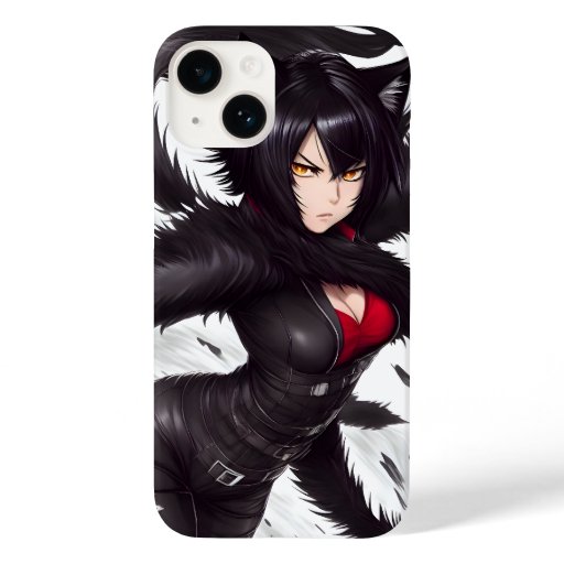 Captivating catgirl in a tight black suit Case-Mate iPhone 14 case
