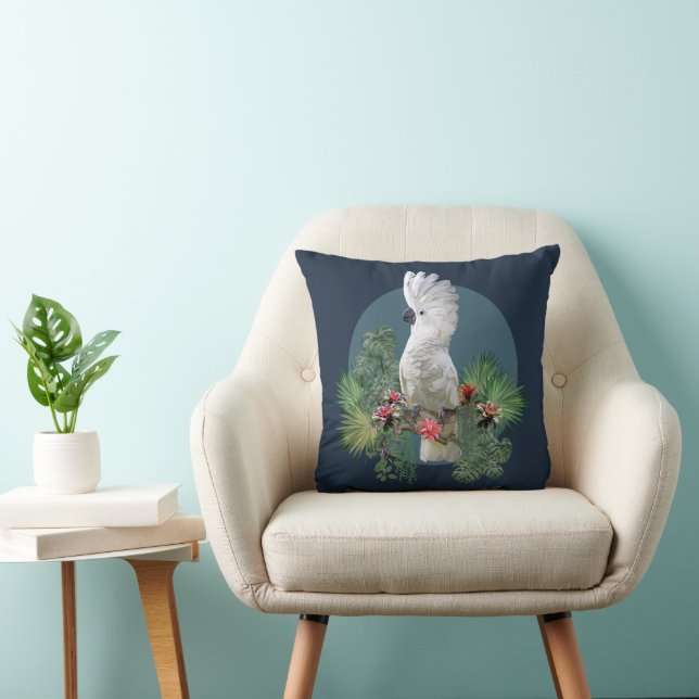 Captivating Cockatoo  Bird Throw Pillow (Chair)