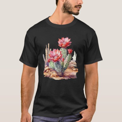 Captivating Desert Beauty Blooming Cactus T_Shirt